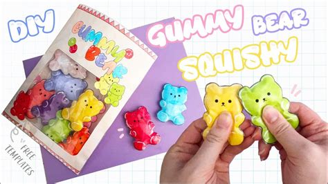 [DIY PAPER SQUISHY] Gummy Bear Bag | FREE TEMPLATE - YouTube in 2022 ...