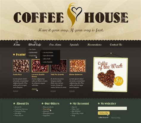 Coffee Shop Website Template #37865