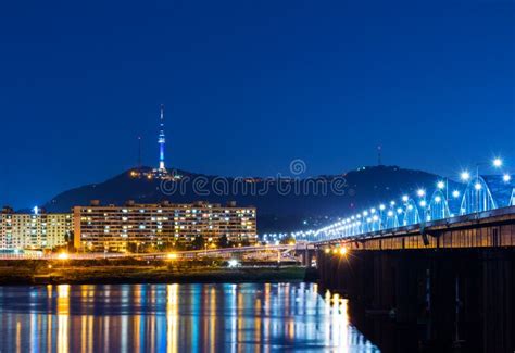 Seoul skyline at night stock photo. Image of river, scene - 36487924