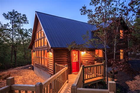 Exterior Twilight 5 Hideaway At Clear Sky Ridge Cabin Rentals Near Wolf Pen Gap In Mena Arkansas ...