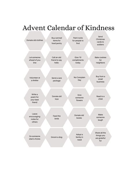 Advent Calendar of Kindness: Acts of Random Kindness Printable | Etsy