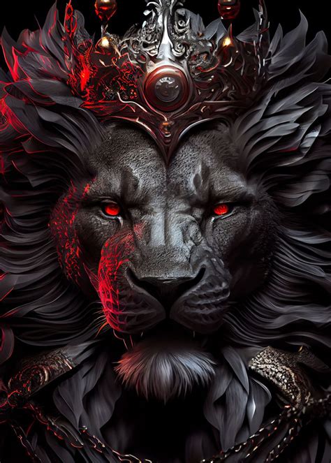 'angry lion king red eyes ' Poster, picture, metal print, paint by mk ...