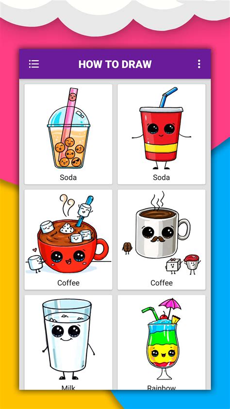 How to draw cute food, drinks step by step for Android - APK Download