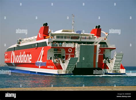 Hellas Flying Dolphin Mykonos Harbour Greece Europe Stock Photo - Alamy