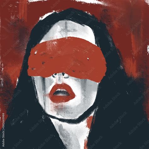 Girl in sleeping mask dark art illustration. Dark aesthetic, horror ...