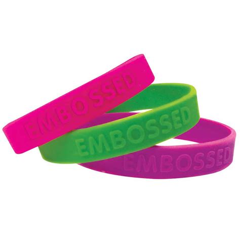 Custom Imprinted Silicone Wristbands Adult Embossed 1/2" SILEAI 100/Pack