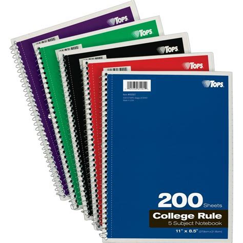 Oxford 5-Subject College Ruled Notebook, 200 Sheets, Spiral Bound ...