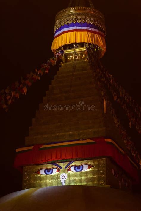 Night Illumination of Boudha. Stock Image - Image of avalokiteshvara ...