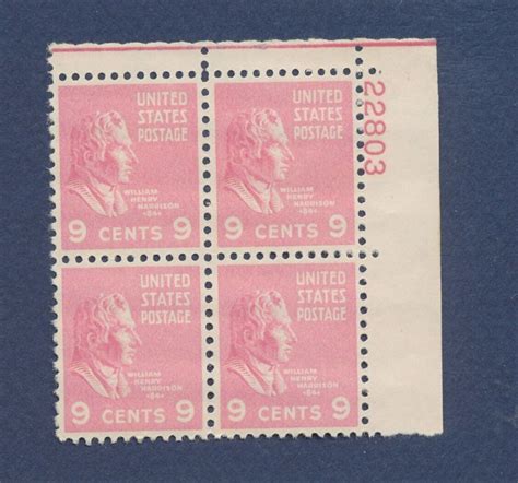 USA - Scott 814 - MNH - plate block - 9 cents William Henry Harrison ...