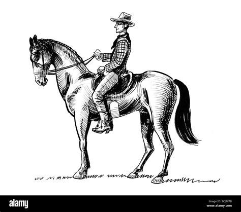 Cowboy riding horse Black and White Stock Photos & Images - Alamy