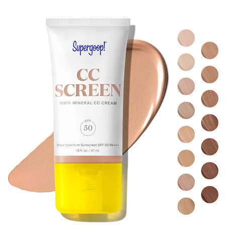 Supergoop! CC Screen - SPF 50 PA++++ CC Cream, 100% Mineral Color-Corrector & Broad Spectrum ...