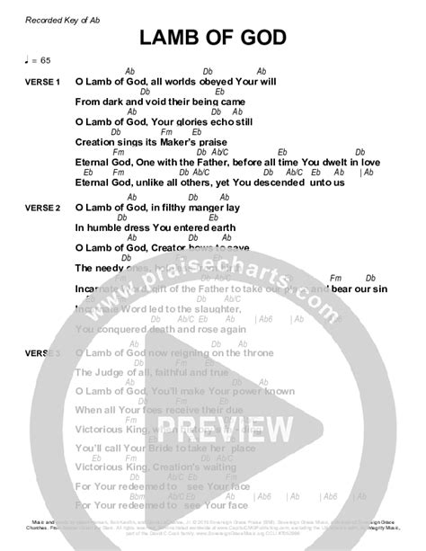 Lamb Of God Chords PDF (Sovereign Grace) - PraiseCharts