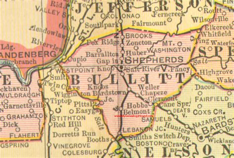 Bullitt County, Kentucky 1905 Map Shepherdsville