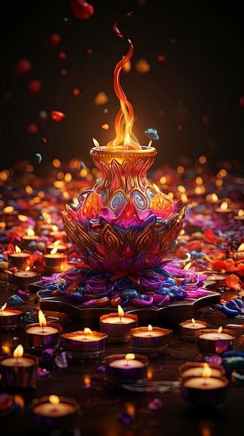 Premium AI Image | Happy Diwali background with festival of lights colorful banner template ...