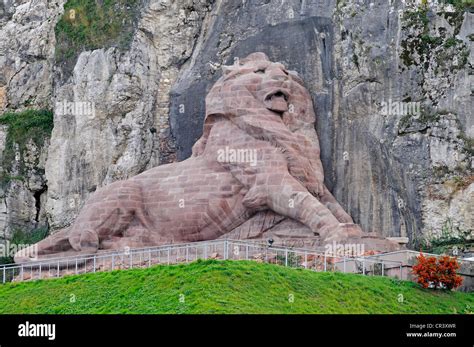 Lion de Belfort, lion sculpture, landmark, citadel, fortress, Belfort, Franche-Comte, France ...