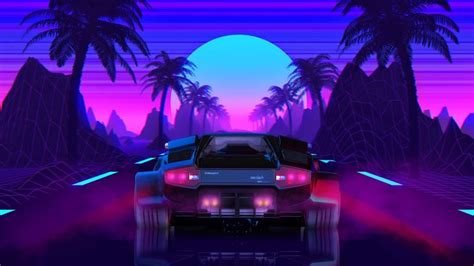 The sun #Lamborghini #Background #80s #Neon #Countach Lamborghini Countach #80's #Synth # ...