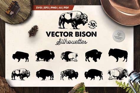 Bison Silhouette | 10 Vector Bison Silhouettes | Bison SVG | Deer silhouette, Bison logo, Simple ...