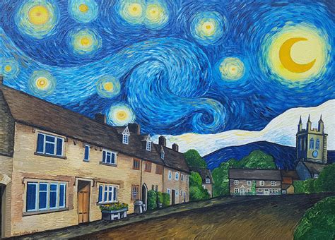 English Village in Van Gogh Style Painting by Malgorzata Pieczonka ...