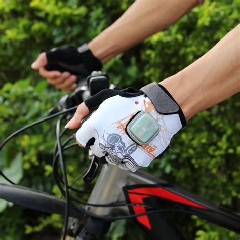 Unisex White Half Finger LED Turning Signal Glove Cycling Bike Bicycle Gloves With LED Light-in ...