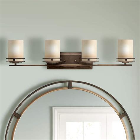 Hendrik Bronze 34" Wide Bathroom Light Fixture - #70533 | Lamps Plus