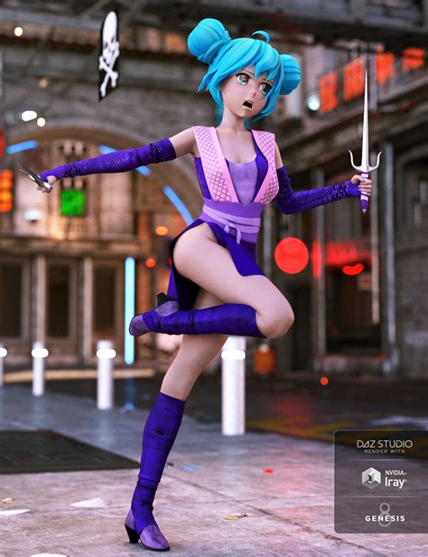 dForce Anime Ninja Outfit for Genesis 8 Female(s) | Daz 3D