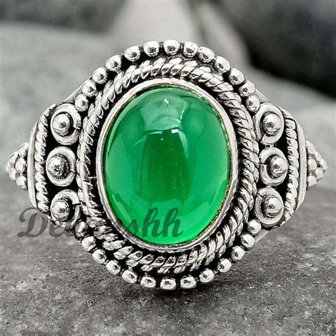 Genuine Green Onyx Ring Green Onyx Silver Ring Green Onyx - Etsy