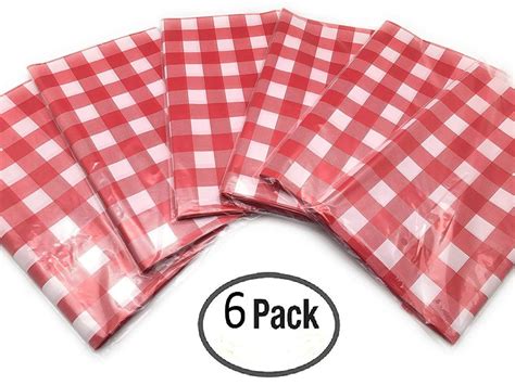 Mountclear 6-Pack Premium Gingham Checkerboard Disposable Plastic Tablecloths 54" x 108 ...