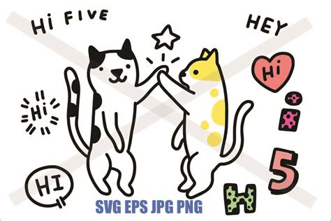 Cat High Five Drawing