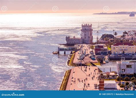 Lisbon, Belem Tower and Tagus River, Portugal Stock Photo - Image of ...