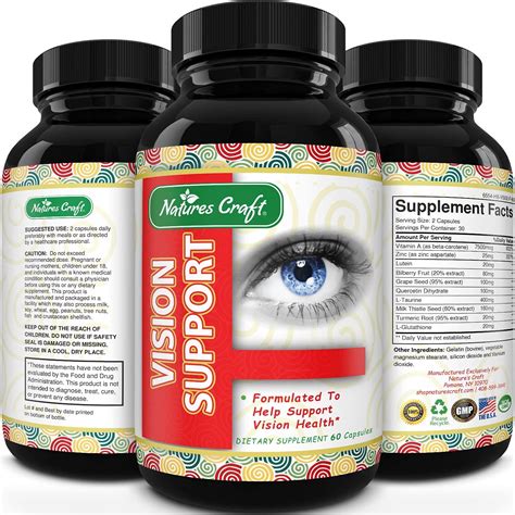 Natures Craft Lutein Supplement for Vision Support Eye Health Vitamins Pure 20 mg Lutein 60 ...