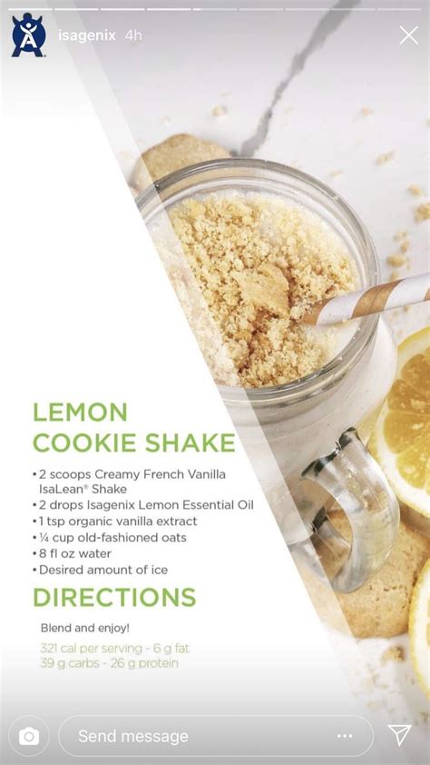 Pin by Moxie Free on Recipes With Isagenix | Shakes, Lemon cookies, Shake recipes