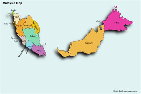 Sample Maps for Malaysia. Online high resolution (vector) Malaysia blank map maker. Options ...