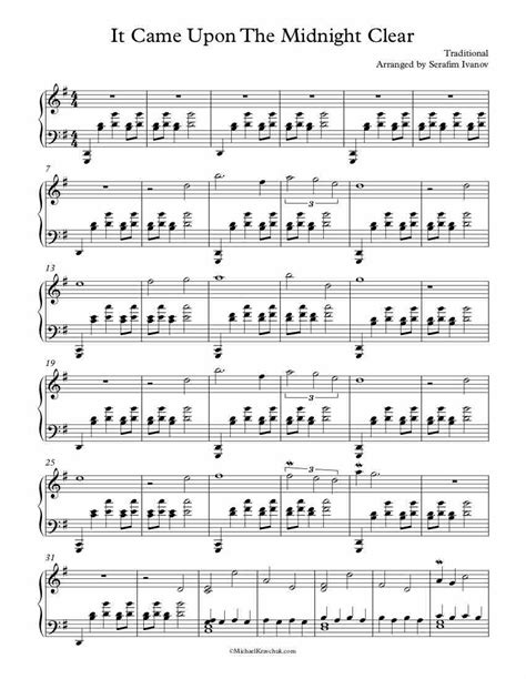 Free Piano Arrangement Sheet Music – It Came Upon The Midnight Clear – Michael Kravchuk