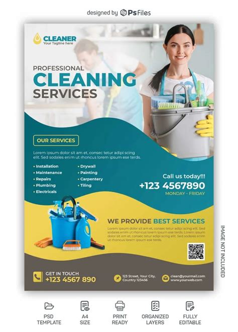 Professional Cleaning Service Business Flyer Design Template Free Psd - PsFiles Flyer Design ...