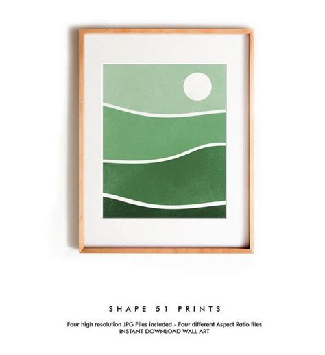 Green art Abstract landscape Minimalist art print Abstract art Green ...