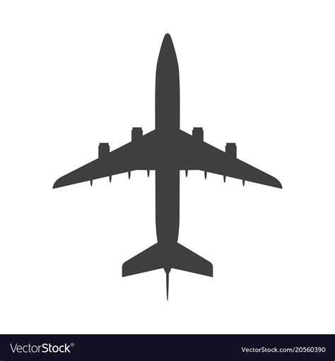 Airplane top view icon aircraft passenger plane Vector Image