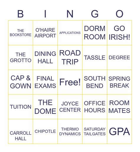 BLUE & GOLD BINGO Card