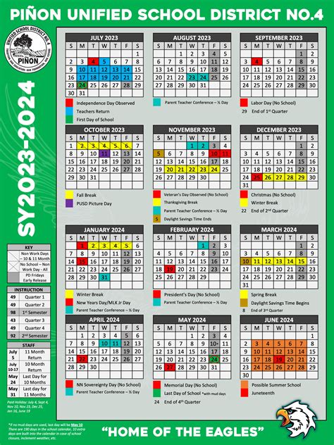 Pinon Unified School District 4 Calendar 2024 - PublicHolidays.com