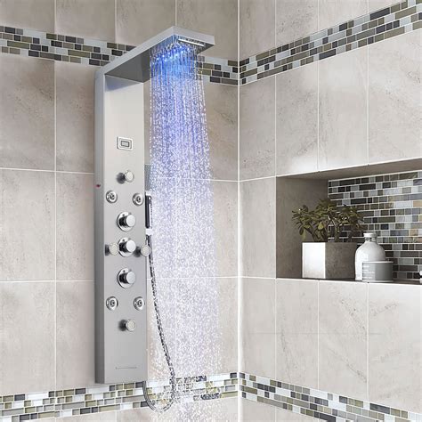 POPFLY LED Multi Rainfall Waterfall Shower Panel Tower System,4 Body ...