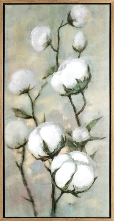 a painting of cotton flowers on a gray background