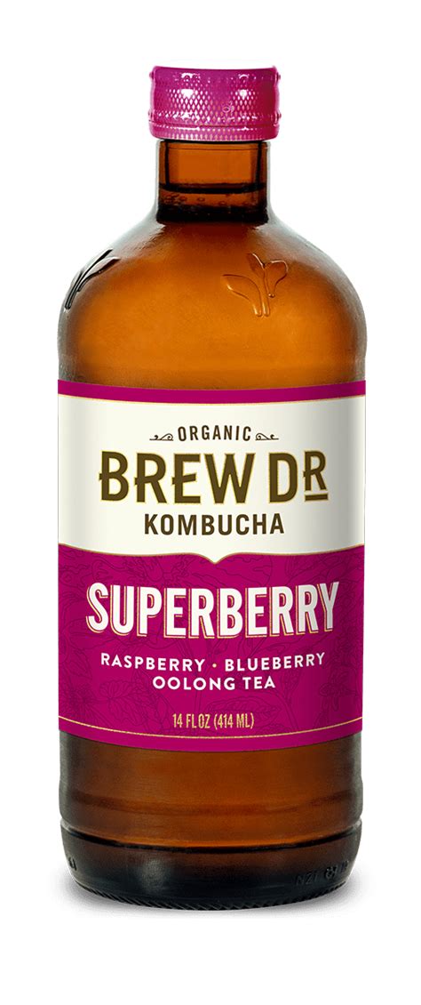 Brew Dr. Kombucha Organic Superberry Tea Drink, 14 Fl Oz Bottle ...