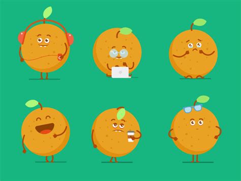 an orange character set with different expressions