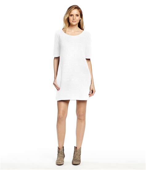 Michael Stars Elbow Sleeve Shift Dress in White | Lyst