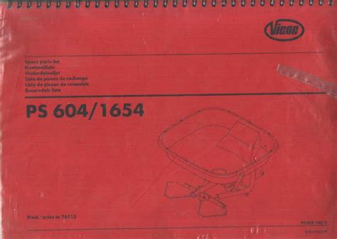 Vicon Spreader PS 604 / 1654 Parts Manual - ORIGINAL