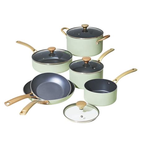 Beautiful 10 PC Cookware Set, Sage Green by Drew Barrymore - Walmart ...