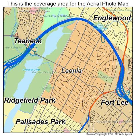 Aerial Photography Map of Leonia, NJ New Jersey