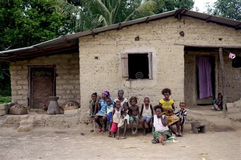 Poor Family Outside Their House In Sierra Leone, Africa Editorial Image ...