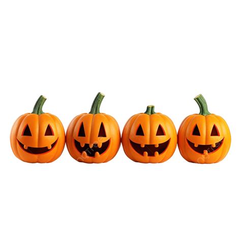 Pumpkins Standing In A Row Pumpkin For Halloween With A Funny Smiling Face, Halloween Cartoon ...