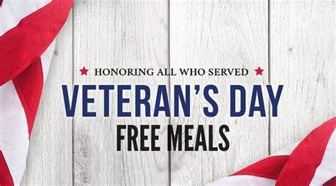 Veterans Day Free Meals 2019 | Military Discounts | Veterans day free food, Veterans day, Free food