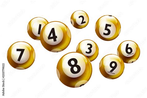 Vector Bingo Lottery Number Golden Balls 1 to 9 Set Isolated on White ...